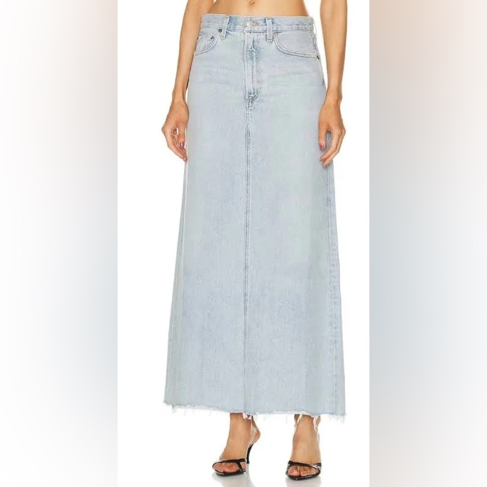 (26) AGOLDE Hilla longline denim skirt